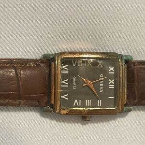 Geneva copper‎ tone  Brown Leather Watch